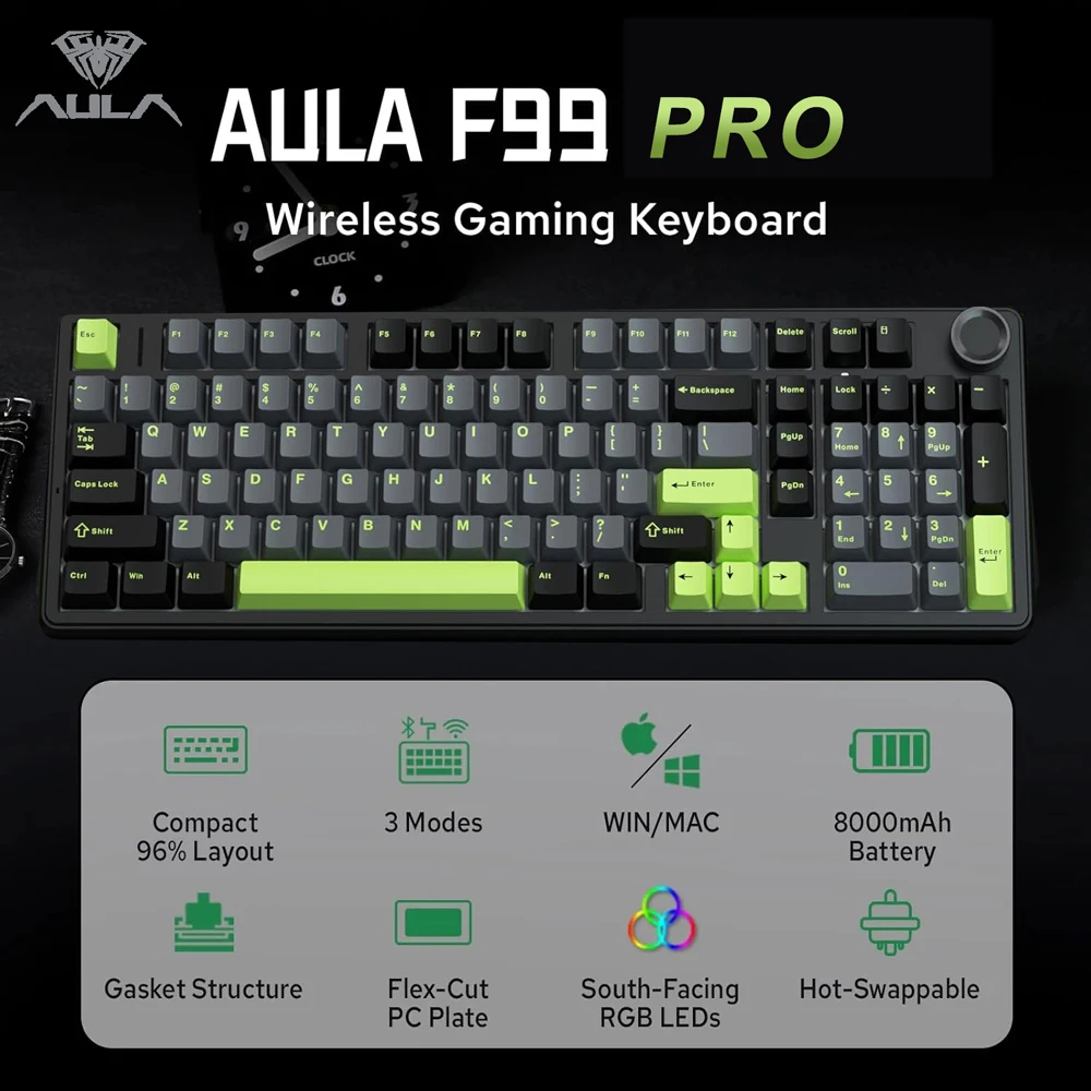 Gaming Keyboard Hot Swappable - AULA F99PRO Gaming Mechanical Keyboard 99
