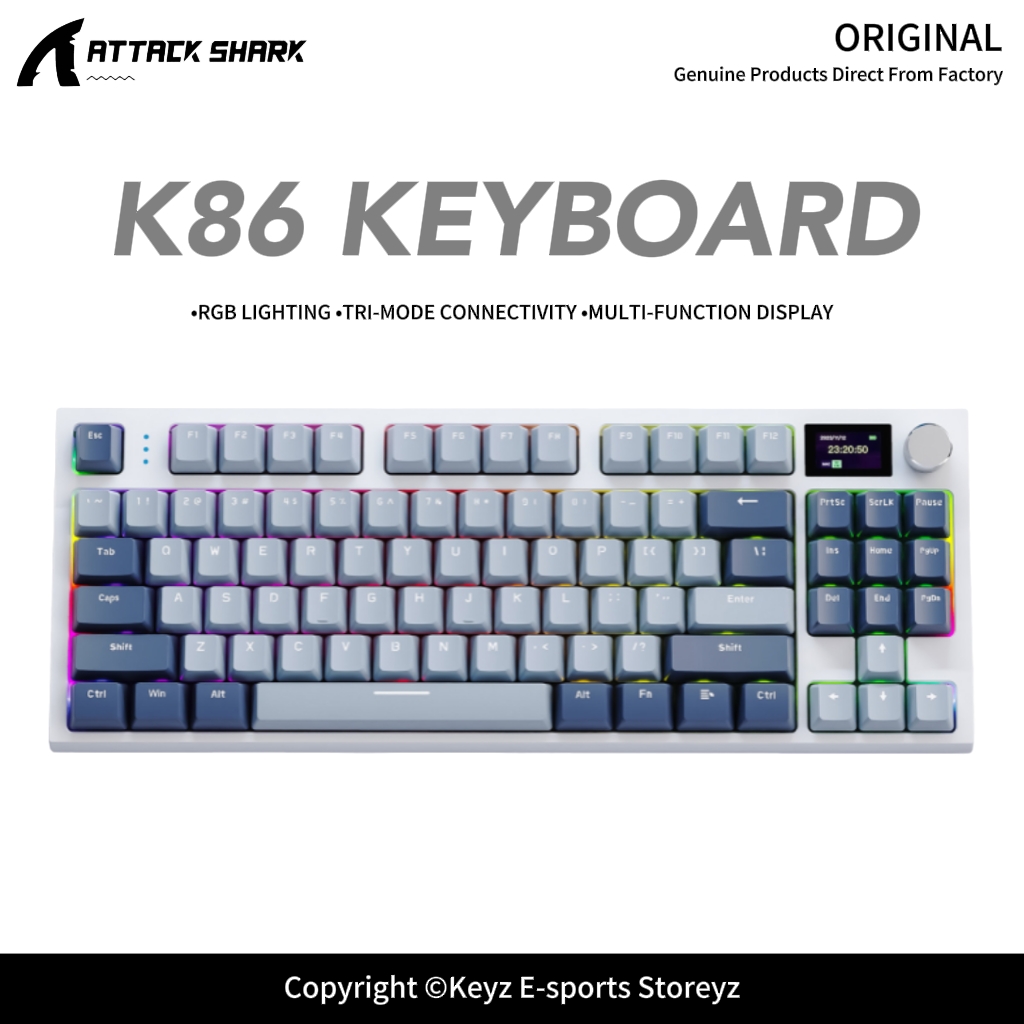 Gaming Keyboard Hot Swappable - ATTACK SHARK K86 Wireless Tri-Mode Mechanical