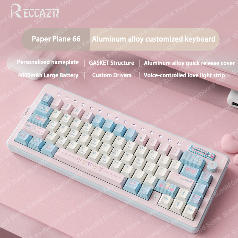 RECCAZR R66 Paper Plane66 Mech - Gaming Keyboard Hot Swappable 评论和价格