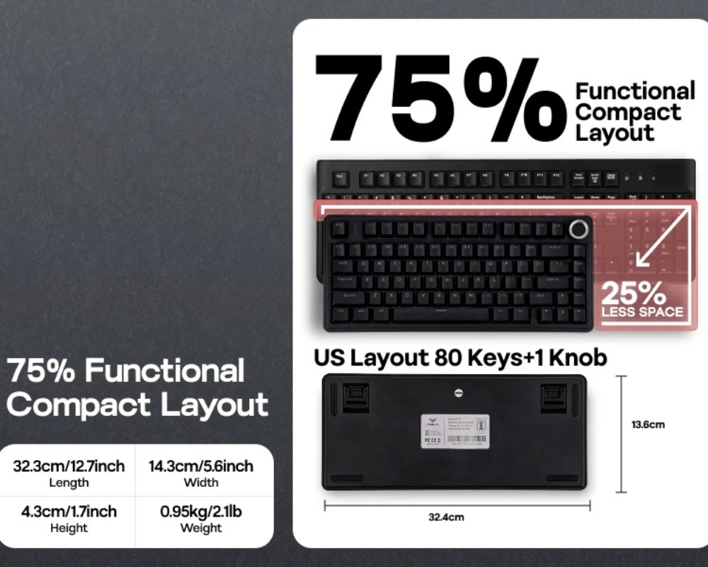 AULA F75 Wired Gaming Keyboard - Gaming Keyboard Hot Swappable 评论和价格