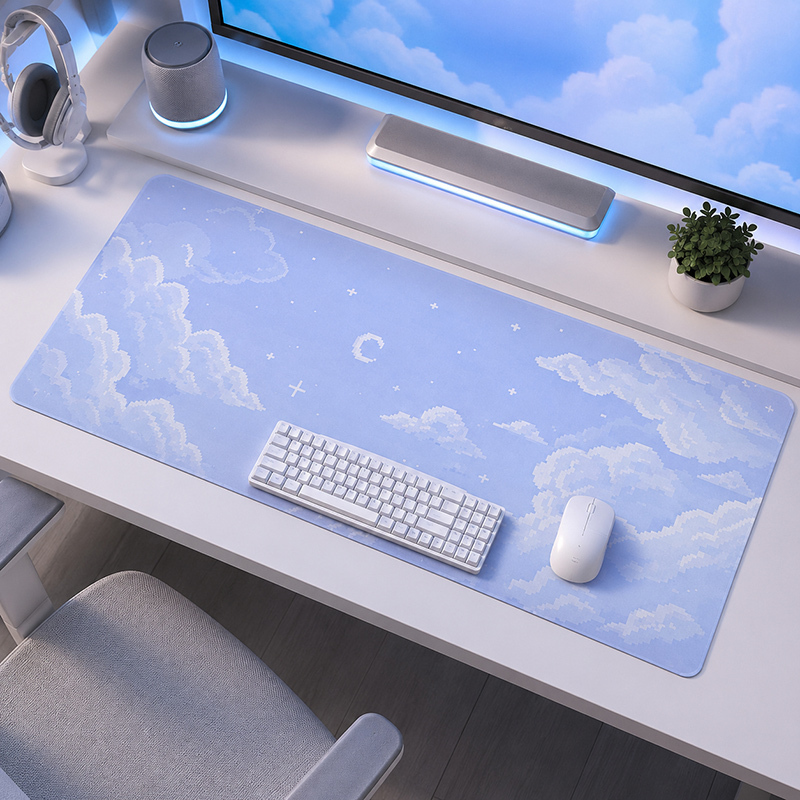 Mouse Pad Blue Moon Cloud Sky  - Gaming Keyboard Blue 评论和价格