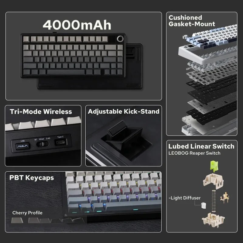 AULA F75 Max Mechanical Keyboa - Gaming Keyboard Hot Swappable 评论和价格