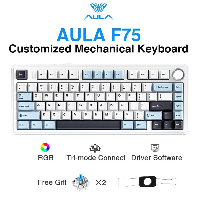 AULA F75 75% Wireless Mechanic - Gaming Keyboard Hot Swappable 评论和价格