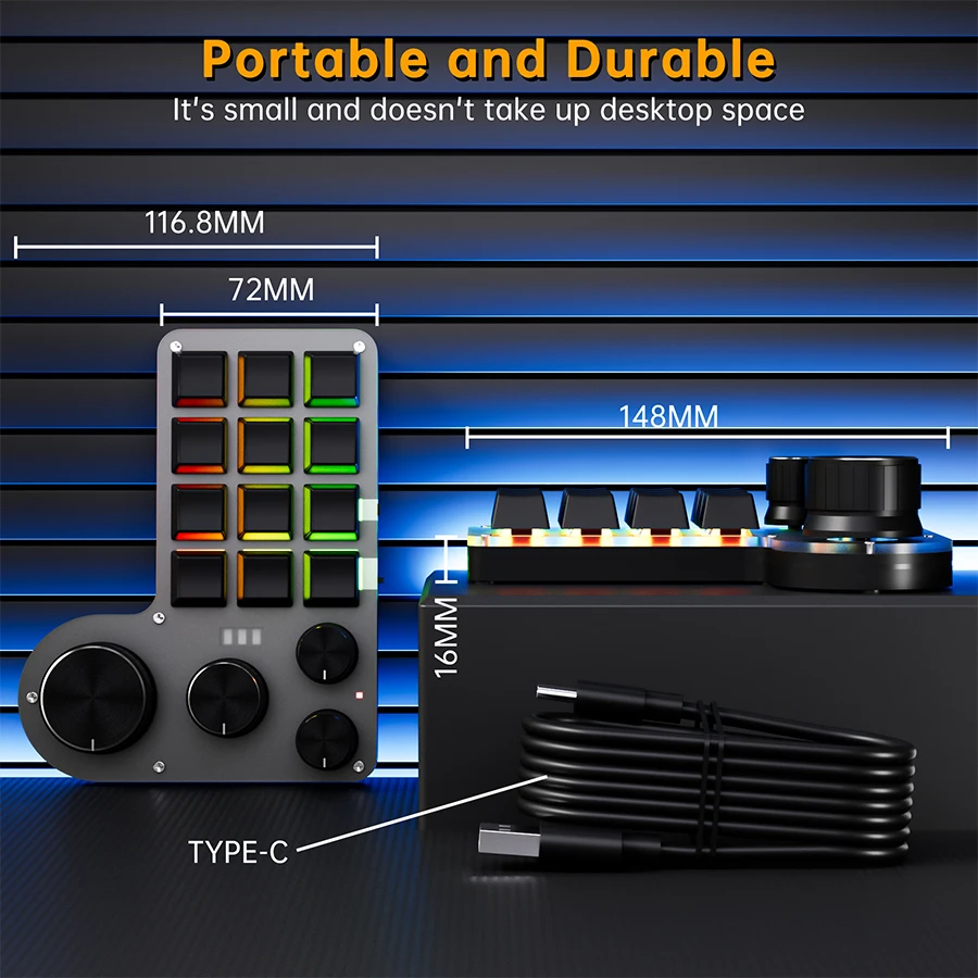 12 Keys 4 Knobs Programming Ma - Gaming Keyboard Hot Swappable 评论和价格