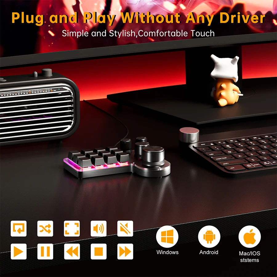 12 Keys 4 Knobs Programming Ma - Gaming Keyboard Hot Swappable 评论和价格